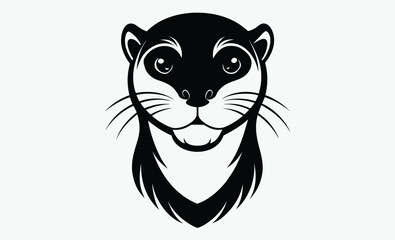 otter head silhouette, otter head line art silhouette vector illustration 