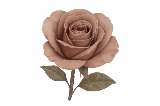 Studio shot of a blooming pastel brown rose with a transparent background, perfect for design projects - Powered by Adobe