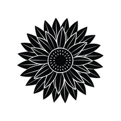 Minimalist black and white sunflower design with elegant and simple elements