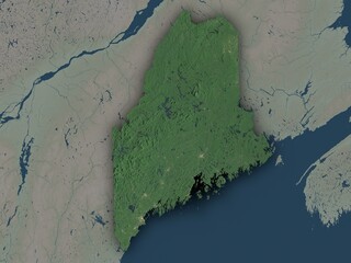 Very detailed map of Maine with clear state borders and visible cities. Contains modified Copernicus Sentinel data 2025.