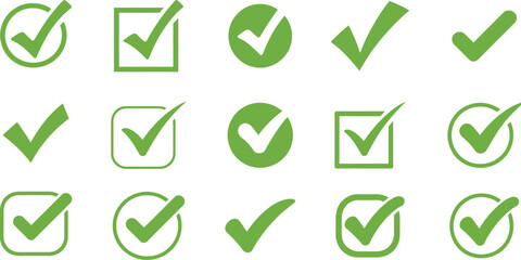 Collection of check mark icon vector. tick, ok, yes, mark symbol vector
