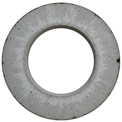Concrete manhole ring on white background with copy space for text