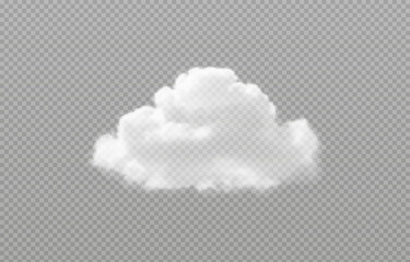 Vector realistic cloud, smoke or fog on isolated transparent background. Cloud png. Smoke png	