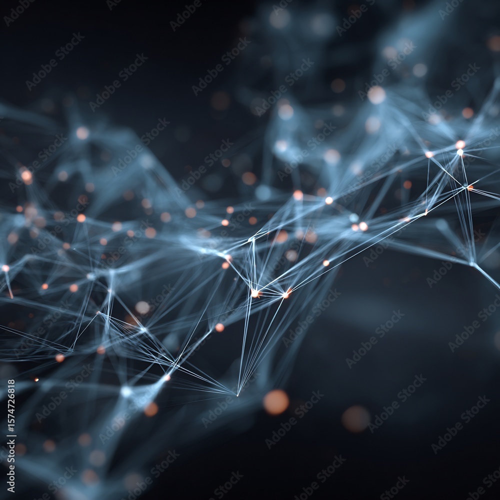Poster Intricate network connection visualization with glowing nodes and connecting lines