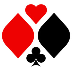 Playing Card Suit Symbols Black Spade and Red Diamond Graphic Design Element