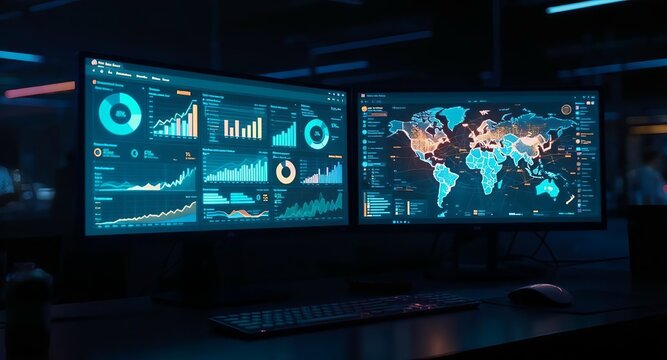 Global Data Analytics Dashboard with Real Time Statistics and World Map Interface