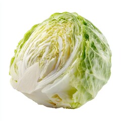 Fototapeta premium Fresh Green Cabbage Head Isolated on White Background