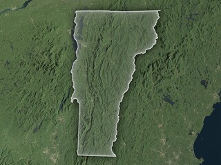 Realistic view of Vermont from space with clear state borders. Contains modified Copernicus Sentinel data 2025.