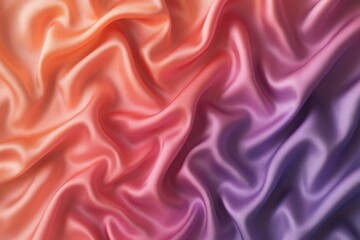 Obraz premium Crumpled Silk Fabric – Peach to Violet Gradient with Soft Folds