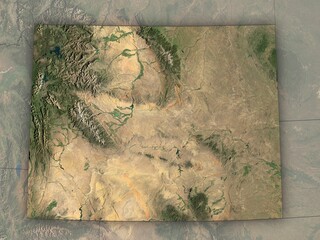 Very detailed map of Wyoming with clear state borders. Contains modified Copernicus Sentinel data 2025.