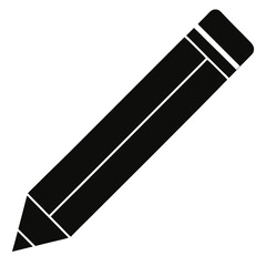 Simple black silhouette of a writing pencil with a pink eraser on the end