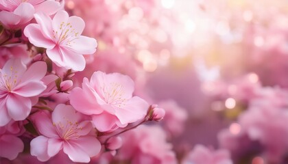 Obraz premium dreamy pink floral cascade background with gentle gradient and soft focus