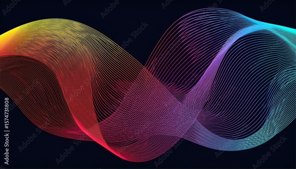 Poster color line pattern abstract background with curve gradient shapes rainbow ribbon wave graphic