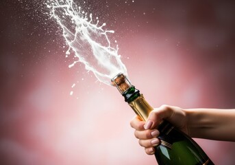 Popping Champagne Cork Celebration Party New Year Wedding Event Success Bottle Hand