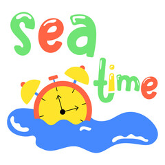 Cartoon cute new year clock"sea time" 