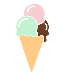 Ice cream clip art design on plain white transparent isolated background for sign, decal, card, shirt, hoodie, sweatshirt, apparel, tag, mug, icon, poster or badge