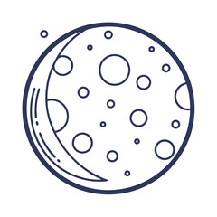 Minimalist line art illustration of the moon s surface with visible craters and texture