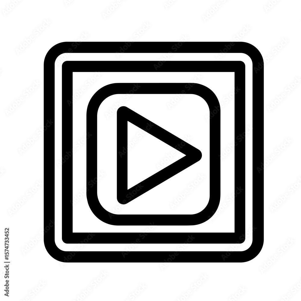 Poster minimalistic black-and-white play button icon in simple style
