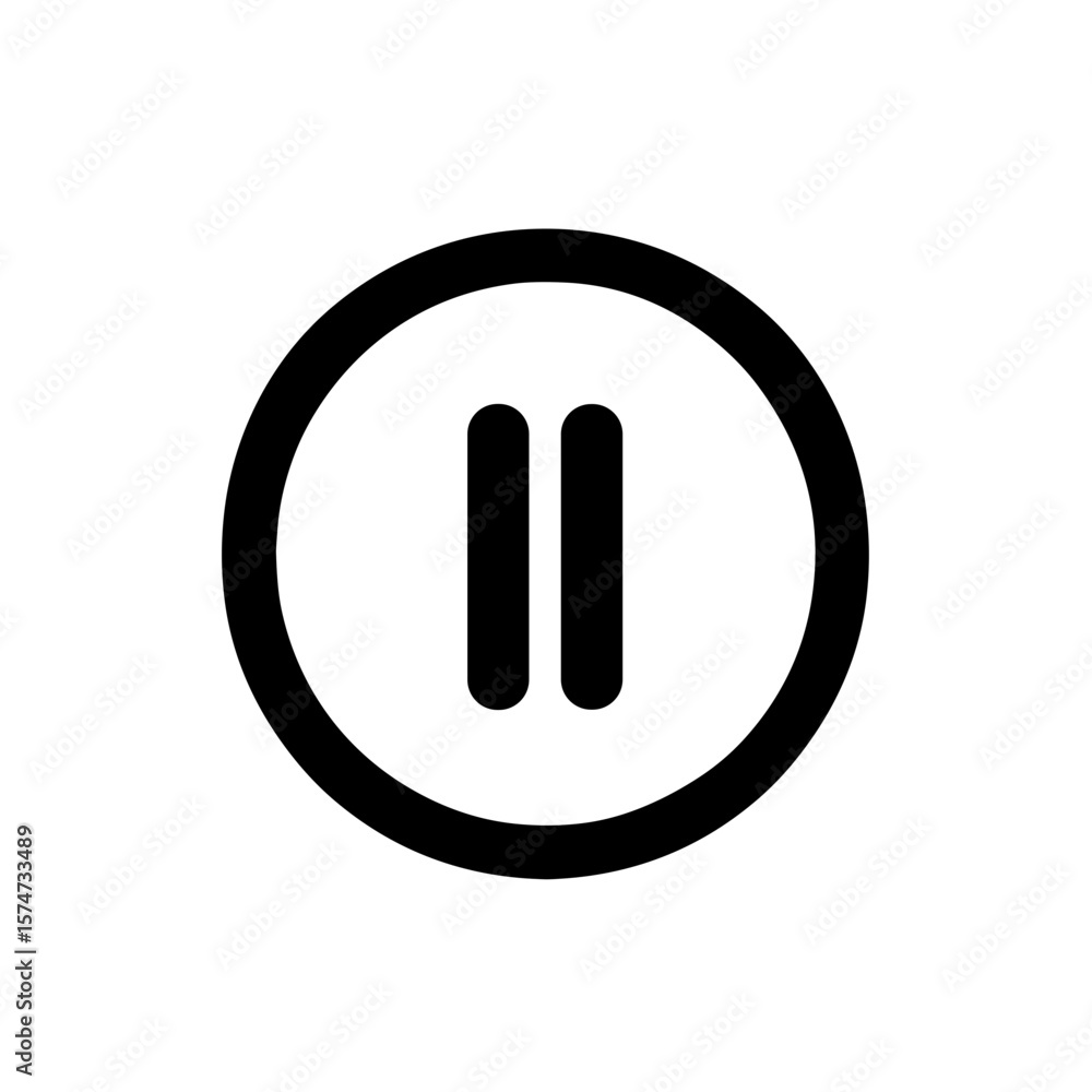 Poster minimalistic black and white pause button icon in vector style