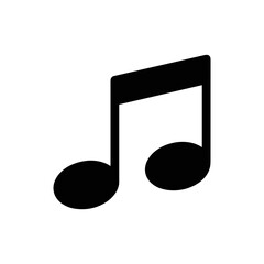 Black music note illustration in minimalist vector style  