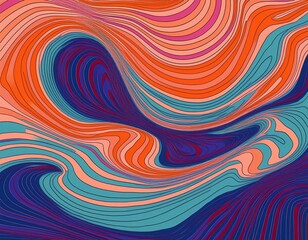 Obraz premium abstract retro groovy patterns psychedelic swirl graphic fun and funky pop waves vintage wavy texture