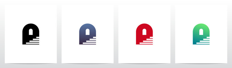 Stairs Negative Space On Letter Symbol Up Level Initial Logo Design A