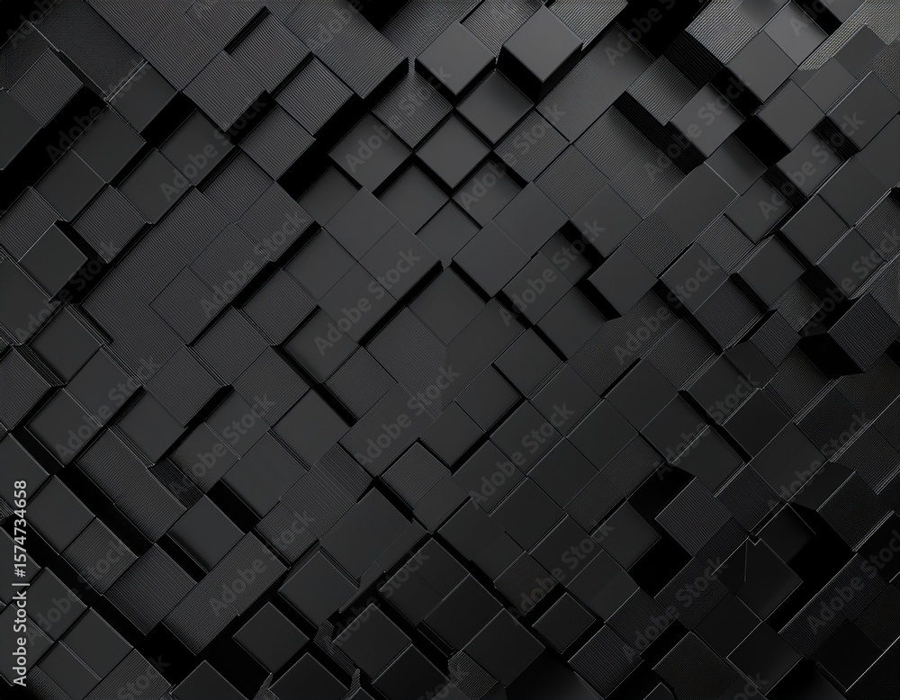 Poster abstract black blocks or cubes background 3d rendering