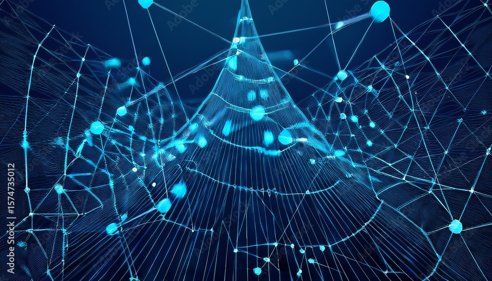 Aufkleber network connection data structure information technology big data visualization 3d rendering