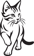 Obraz premium Kitten line art in black and white style, Cute baby cat drawing elegant vector