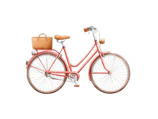 Pink bicycle with a basket on the back