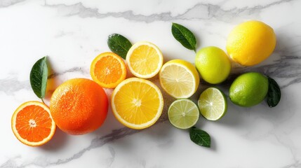 fresh fruits on a white background