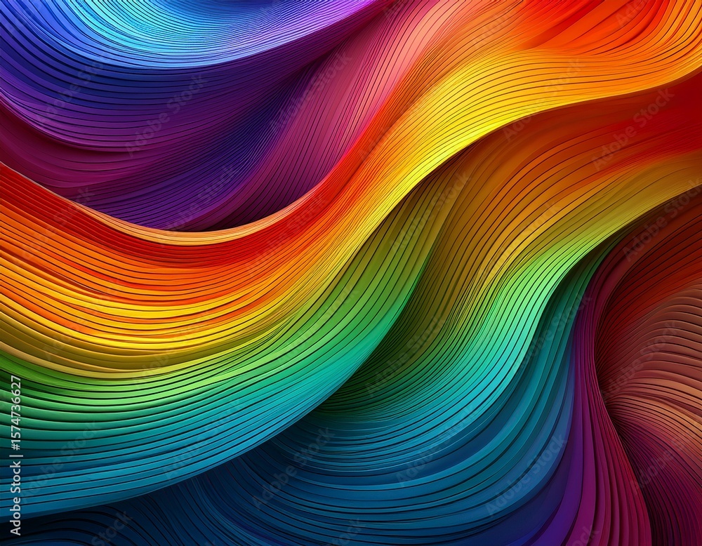 Poster abstract 3d color lines pattern background with rainbow gradient ribbon waves