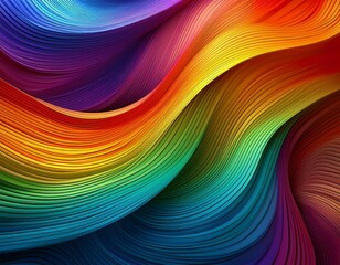 Naklejka premium abstract 3d color lines pattern background with rainbow gradient ribbon waves
