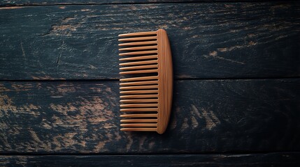 Wooden Wide Tooth Comb for Detangling Hair on Distressed Black Wooden Table Surface