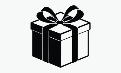 Gift box silhouette, gift, box, present, surprise, Christmas gift icon outline silhouette  