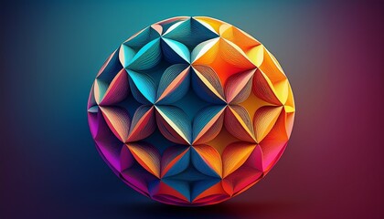 abstract geometric sphere with vibrant gradient colors and cutout design