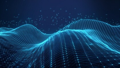 futuristic abstract mesh wave with the connection of dots and lines 3d rendering