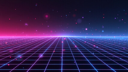 Retro-Futuristic Glitch Grid Background