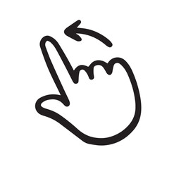 Black hand gesture pointing left with curved arrow vector