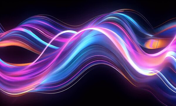 3D render, abstract fluid background with wavy, colorful shapes and neon colors. Background for desi