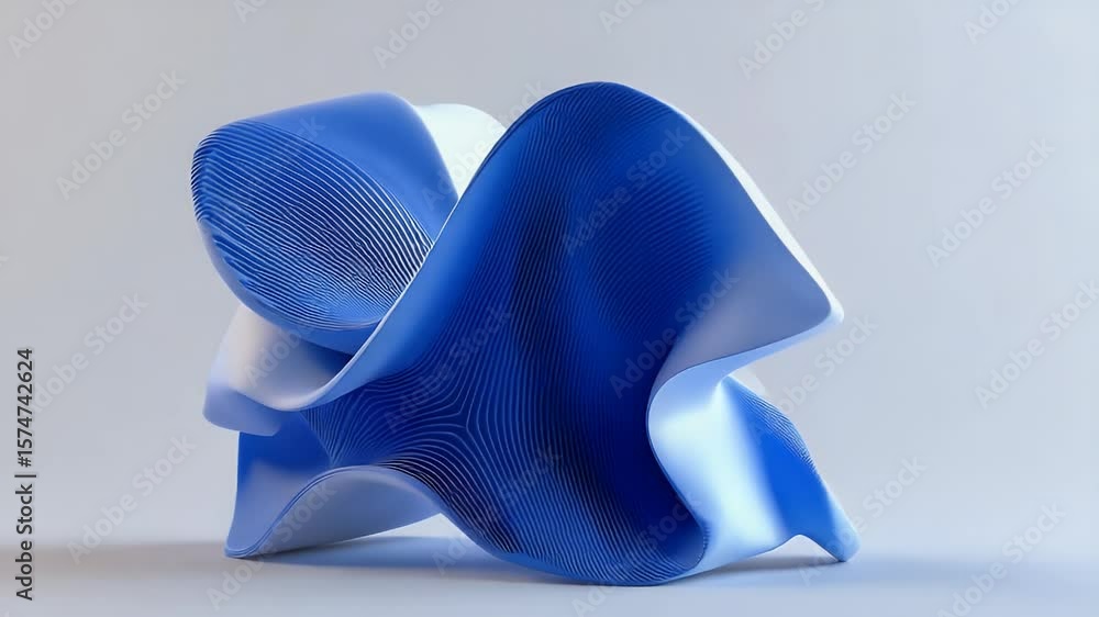 Poster 3d abstract blue wave-shaped background, an elegant design with soft curves and flowing lines, set a