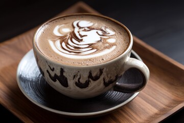 Cappuccino with latte art.