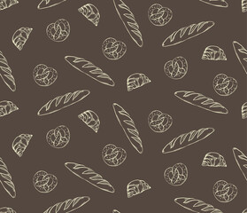 Doodle bakery vector seamless pattern