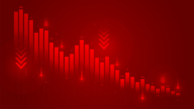 red down or loss market with arrow business financial chart about decrease, bear market background template