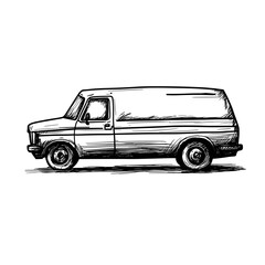 Fototapeta premium Sketch of a hearse, funeral and ritual services icon in sketch style