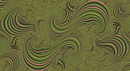 Fototapeta premium Abstract fractal patterns with swirling organic shapes and textured green and brown hues creating a mesmerizing visual experience