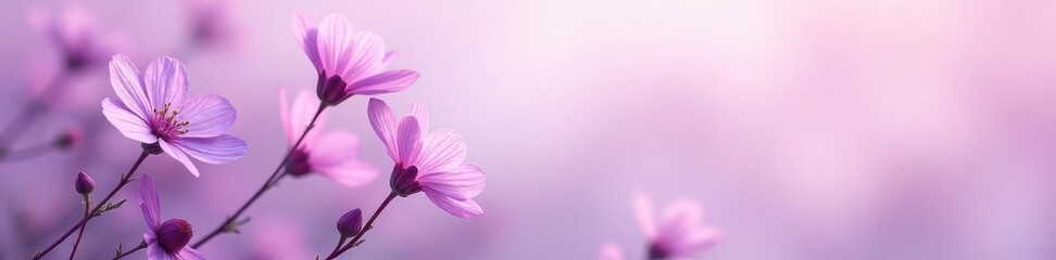 Delicate purple Aubrieta flowers bloom against a soft, light background , colorful, high resolution
