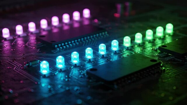 Circuit board with colorful le ds