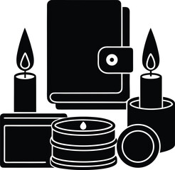set of black and white candles