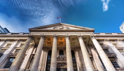 Naklejka premium grand neoclassical facade bank of england city of london s financial heart architectural details majestic structure district friezes structure